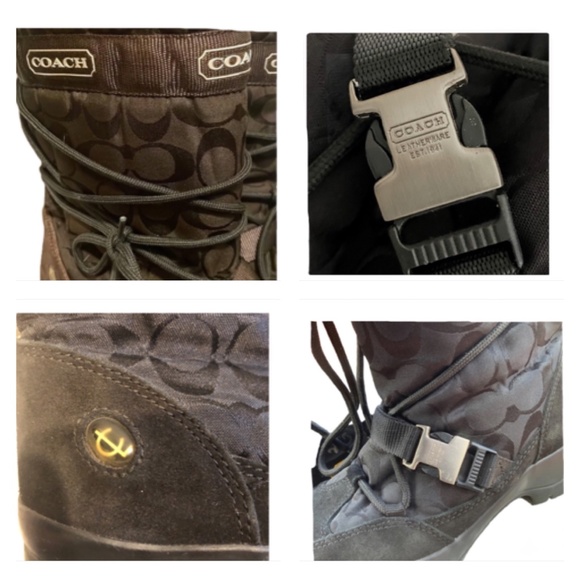 Coach Black ‘Sela’ Signature C Suede Snow Boots, Sz 7 - Picture 12 of 14